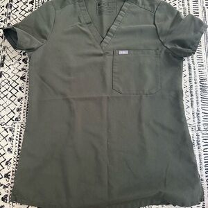 Figs Olive V-Neck Scrub Top